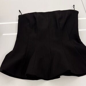 Zara Black Strapless Peplum Top with Structured Seams